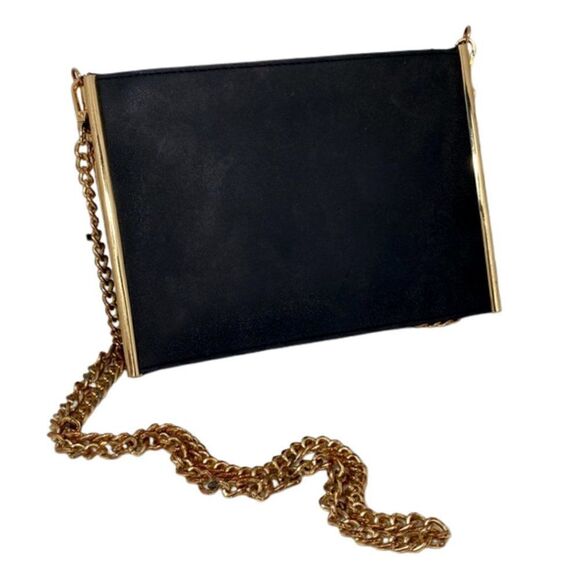 70s Style Vintage Distressed Faux Suede Chain Strap Envelope Crossbody Clutch - Picture 1 of 17